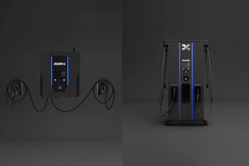 From left to right: Powerfloox® 30 KW7DC & Ultrafloox® 120 KW/DC floox by premium ev chargers